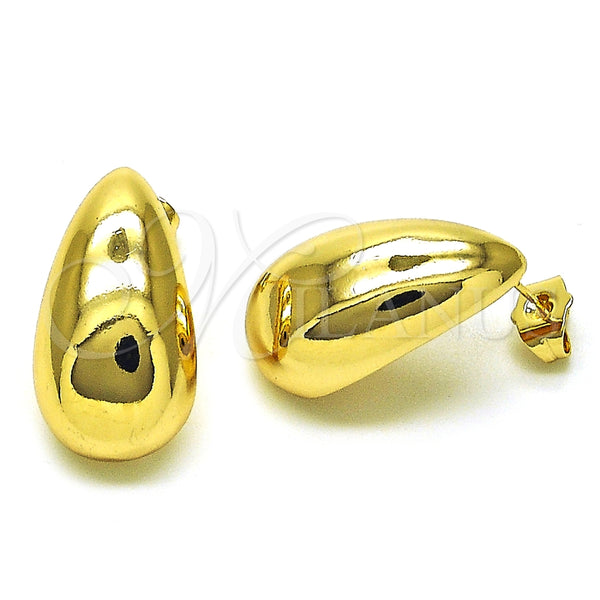 Arete Dormilona 02.122.0122 Oro Laminado, Diseño de Gota, Pulido, Tono Dorado