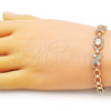 Pulsera Elegante 03.283.0334.07 Oro Laminado, Diseño de Corazón, con Blanca Zirconia Cubica and Blanca Micro Pave, Pulido, Tono Dorado (06 MM Thickness, 7 Inches Length)