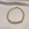 Pulsera Elegante 03.283.0334.07 Oro Laminado, Diseño de Corazón, con Blanca Zirconia Cubica and Blanca Micro Pave, Pulido, Tono Dorado (06 MM Thickness, 7 Inches Length)