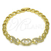 Pulsera Elegante 03.283.0334.07 Oro Laminado, Diseño de Corazón, con Blanca Zirconia Cubica and Blanca Micro Pave, Pulido, Tono Dorado (06 MM Thickness, 7 Inches Length)