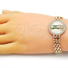 Pulsera Elegante 03.283.0340.07 Oro Laminado, Diseño de San Judas y Bismarco, con Blanca Micro Pave, Pulido, Tres Tonos (10 MM Thickness, 7 Inches Length)