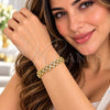Pulsera Elegante 03.283.0342.07 Oro Laminado, con Micro Pave Blanca, Pulido, Tono Dorado (Grosor 09 MM, 7 Pulgadas de Largo)