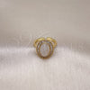 Anillo Multi Piedra 01.341.0115 Oro Laminado, Diseño de Guadalupe y Baguette, con Madre Perla Marfil y Zirconia Cubica Blanca, Pulido, Tono Dorado (Talla Unica)