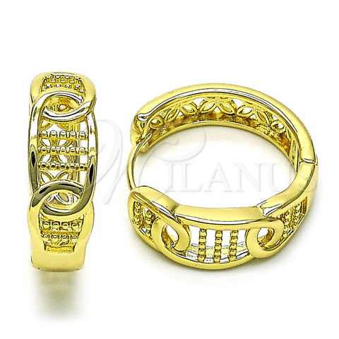 Argolla Huggie 02.213.0578.25 Oro Laminado, Diseño de Mariposa, Pulido, Tono Dorado