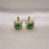 Arete Gancho Frances 02.213.0582 Oro Laminado, con Verde Zirconia Cubica and Blanca Micro Pave, Pulido, Tono Dorado