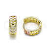 Argolla Huggie 02.213.0585.14 Oro Laminado, Diseño de Corazón, Pulido, Tres Tonos
