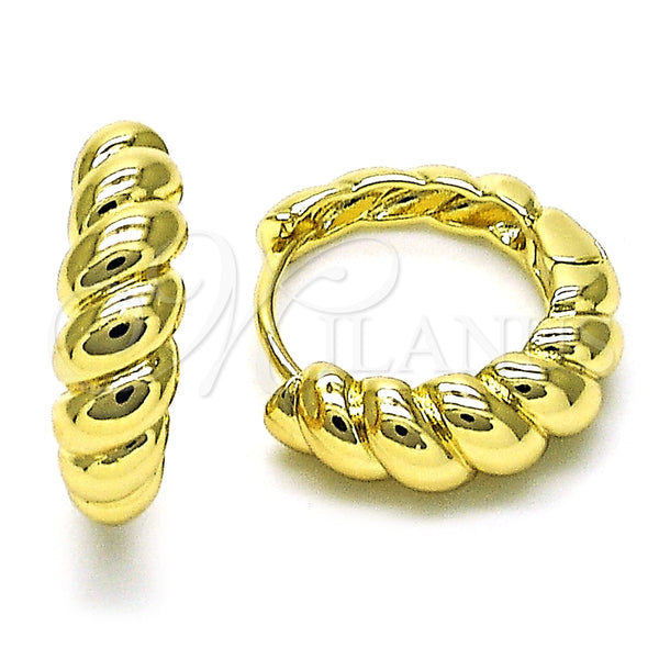 Argolla Huggie 02.213.0534.20 Oro Laminado, Diseño de Torcido, Pulido, Tono Dorado