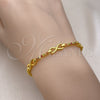 Pulsera Elegante 03.346.0021.07 Oro Laminado, Diseño de Besos y Abrazos y Infinito, con Multicolor Micro Pave, Pulido, Tono Dorado (05 MM Thickness, 7 Inches Length)