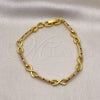 Pulsera Elegante 03.346.0021.07 Oro Laminado, Diseño de Besos y Abrazos y Infinito, con Multicolor Micro Pave, Pulido, Tono Dorado (05 MM Thickness, 7 Inches Length)