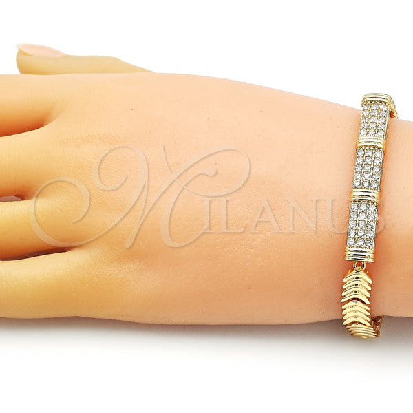 Pulsera Elegante 03.346.0022.07 Oro Laminado, Diseño de Con Nombre, con Blanca Zirconia Cubica, Pulido, Tono Dorado (08 MM Thickness, 7 Inches Length)