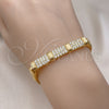 Pulsera Elegante 03.346.0022.07 Oro Laminado, Diseño de Con Nombre, con Blanca Zirconia Cubica, Pulido, Tono Dorado (08 MM Thickness, 7 Inches Length)