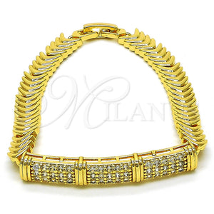 Pulsera Elegante 03.346.0022.07 Oro Laminado, Diseño de Con Nombre, con Blanca Zirconia Cubica, Pulido, Tono Dorado (08 MM Thickness, 7 Inches Length)