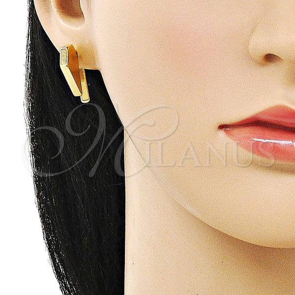 Arete Dormilona 02.195.0234 Oro Laminado, Diseño de Corazón, Pulido, Tono Dorado
