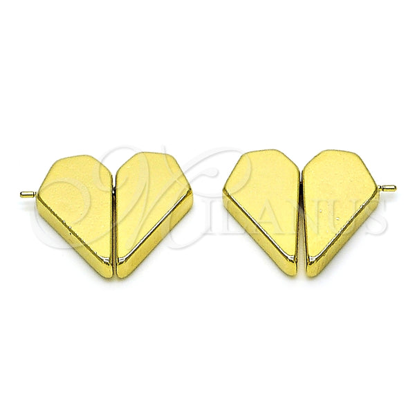 Arete Dormilona 02.195.0234 Oro Laminado, Diseño de Corazón, Pulido, Tono Dorado