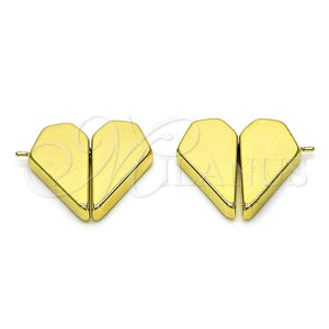 Arete Dormilona 02.195.0234 Oro Laminado, Diseño de Corazón, Pulido, Tono Dorado
