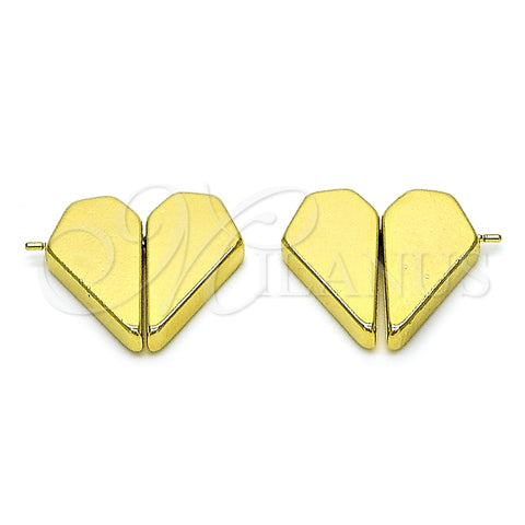 Arete Dormilona 02.195.0234 Oro Laminado, Diseño de Corazón, Pulido, Tono Dorado