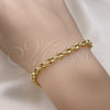 Pulsera Elegante 03.213.0233.07 Oro Laminado, Diseño de Puff Mariner, Pulido, Tono Dorado (Grosor 04.5 MM, 7 Pulgadas de Largo)