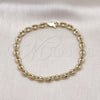 Pulsera Elegante 03.213.0233.07 Oro Laminado, Diseño de Puff Mariner, Pulido, Tono Dorado (Grosor 04.5 MM, 7 Pulgadas de Largo)