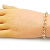 Pulsera Elegante 03.213.0234.07 Oro Laminado, Diseño de Puff Mariner, Pulido, Tono Dorado (06 MM Thickness, 7 Inches Length)