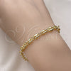 Pulsera Elegante 03.213.0234.07 Oro Laminado, Diseño de Puff Mariner, Pulido, Tono Dorado (Grosor 05.5 MM, 7 Pulgadas de Largo)