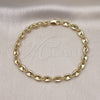 Pulsera Elegante 03.213.0234.07 Oro Laminado, Diseño de Puff Mariner, Pulido, Tono Dorado (Grosor 05.5 MM, 7 Pulgadas de Largo)