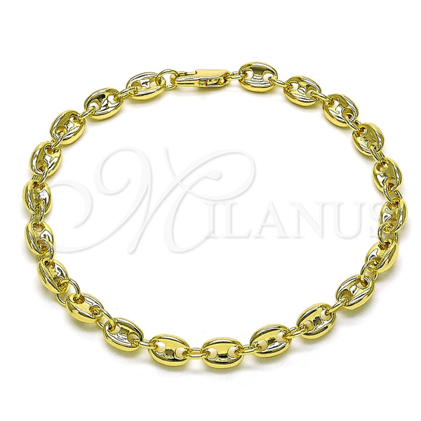 Pulsera Elegante 03.213.0234.07 Oro Laminado, Diseño de Puff Mariner, Pulido, Tono Dorado (Grosor 05.5 MM, 7 Pulgadas de Largo)