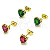 Arete Dormilona 02.342.0290.1 Oro Laminado, Diseño de Corazón, con Rubi Zirconia Cubica, Pulido, Tono Dorado