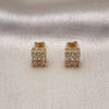 Arete Dormilona 02.342.0297 Oro Laminado, Diseño de Baguette, con Blanca Zirconia Cubica, Pulido, Tono Dorado