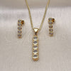 Juego de Arete y Dije de Adulto 10.342.0142 Oro Laminado, con Zirconia Cubica Blanca, Pulido, Tono Dorado