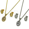 Juego de Arete y Dije de Adulto 10.342.0146 Oro Laminado, Diseño de Puff Mariner, con Micro Pave Blanca, Pulido, Tono Dorado