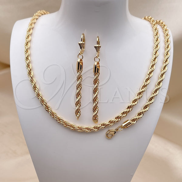 Collar, Pulsera y Dije 06.372.0065 Oro Laminado, Diseño de Rope, Pulido, Tono Dorado