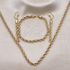 Collar, Pulsera y Dije 06.372.0065 Oro Laminado, Diseño de Rope, Pulido, Tono Dorado