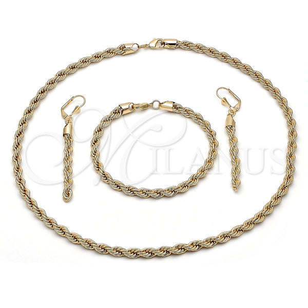 Collar, Pulsera y Dije 06.372.0065 Oro Laminado, Diseño de Rope, Pulido, Tono Dorado