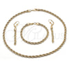 Collar, Pulsera y Dije 06.372.0065 Oro Laminado, Diseño de Rope, Pulido, Tono Dorado