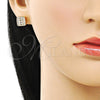 Arete Dormilona 02.342.0306 Oro Laminado, Diseño de Cluster, con Blanca Micro Pave and Blanca Zirconia Cubica, Pulido, Tono Dorado