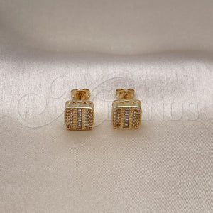 Arete Dormilona 02.342.0306 Oro Laminado, Diseño de Cluster, con Blanca Micro Pave and Blanca Zirconia Cubica, Pulido, Tono Dorado