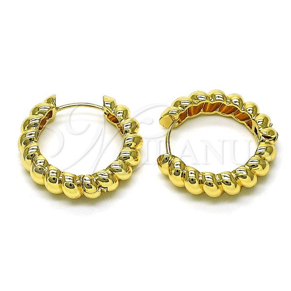 Argolla Huggie 02.195.0237.25 Oro Laminado, Diseño de Torcido, Pulido, Tono Dorado