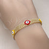 Pulsera Elegante 03.331.0213.1.08 Oro Laminado, Diseño de Ojo Griego y Bismarco, Esmaltado Multicolor, Tono Dorado (08 MM Thickness, 8 Inches Length)