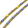 Pulsera Elegante 03.331.0213.1.08 Oro Laminado, Diseño de Ojo Griego y Bismarco, Esmaltado Multicolor, Tono Dorado (08 MM Thickness, 8 Inches Length)