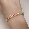 Pulsera Elegante 03.331.0214.08 Oro Laminado, Diseño de Mariposa y Bismarco, Esmaltado Multicolor, Tono Dorado (08 MM Thickness, 8 Inches Length)