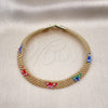 Pulsera Elegante 03.331.0214.08 Oro Laminado, Diseño de Mariposa y Bismarco, Esmaltado Multicolor, Tono Dorado (08 MM Thickness, 8 Inches Length)