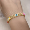 Pulsera Elegante 03.331.0215.1.08 Oro Laminado, Diseño de Ojo Griego y Bismarco, Esmaltado Multicolor, Tono Dorado (08 MM Thickness, 8 Inches Length)