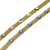 Pulsera Elegante 03.331.0215.1.08 Oro Laminado, Diseño de Ojo Griego y Bismarco, Esmaltado Multicolor, Tono Dorado (08 MM Thickness, 8 Inches Length)