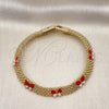 Pulsera Elegante 03.331.0216.08 Oro Laminado, Diseño de Mariposa y Bismarco, Esmaltado Rojo, Tono Dorado (08 MM Thickness, 8 Inches Length)