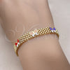 Pulsera Elegante 03.331.0216.1.08 Oro Laminado, Diseño de Mariposa y Bismarco, Esmaltado Multicolor, Tono Dorado (08 MM Thickness, 8 Inches Length)