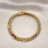 Pulsera Elegante 03.331.0216.1.08 Oro Laminado, Diseño de Mariposa y Bismarco, Esmaltado Multicolor, Tono Dorado (08 MM Thickness, 8 Inches Length)
