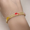 Pulsera Elegante 03.331.0217.08 Oro Laminado, Diseño de Delfín y Bismarco, Esmaltado Multicolor, Tono Dorado (08 MM Thickness, 8 Inches Length)