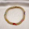 Pulsera Elegante 03.331.0217.08 Oro Laminado, Diseño de Delfín y Bismarco, Esmaltado Multicolor, Tono Dorado (08 MM Thickness, 8 Inches Length)