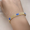 Pulsera Elegante 03.331.0218.08 Oro Laminado, Diseño de Elefante y Bismarco, Esmaltado Azul, Tono Dorado (08 MM Thickness, 8 Inches Length)