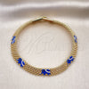 Pulsera Elegante 03.331.0218.08 Oro Laminado, Diseño de Elefante y Bismarco, Esmaltado Azul, Tono Dorado (08 MM Thickness, 8 Inches Length)